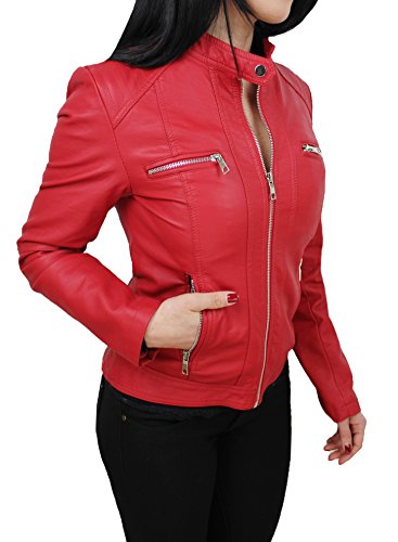 Tipo di Prodotto: COAT Evoga Giubbotto giacca donna ecopelle giubbino giacchetto casual in simil pelle (L, Rosso)