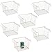 mDesign Juego de 6 cestas organizadoras multiuso – Cesta de almacenaje de metal apilable – Cesta de alambre grande y abierta con asas para la cocina, la despensa, etc. – blanco perla