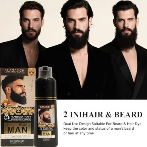 Shampoo tintura para bigote y barba 200 ml negro natural miniatura 3