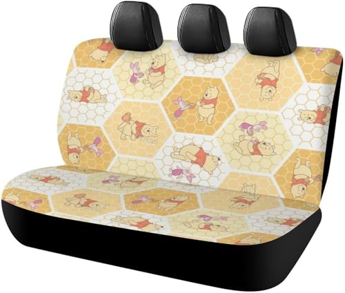 くまのプーさん カーシートカバー 車シートカバー 後部座席用 シート保護 おしゃれ カー用品 軽/普通車 汎用 後席クッションカバー 四季通用