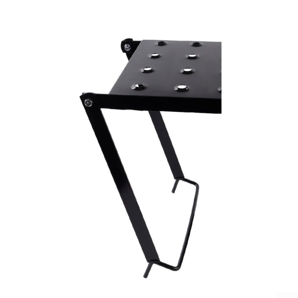 Scaffale pieghevole compatto in lega di alluminio, con nervature rinforzate, per officina, garage, ponteggi, 34,5 x 26,8 x 39 cm (Nero)