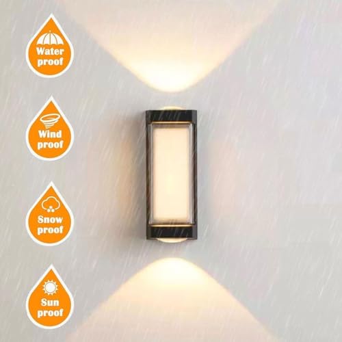 Image of Modern Up & Down LED Wall Light for Home | Warm White Decorative Wall Lamp for Bedroom, Living Room, Hallway | Outdoor /Indoor Waterproof Wall Sconce (Black Finish)