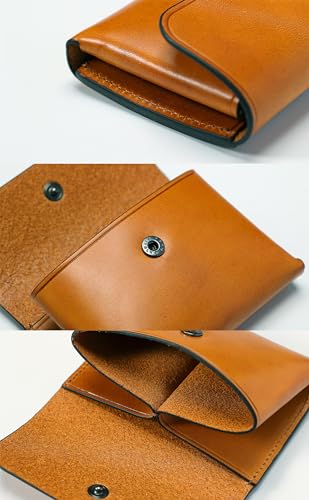 IJUN Handmade Vintage Card Case - Full Grain Oil Vegetable Tanned Cowhide Leather (Orange)4