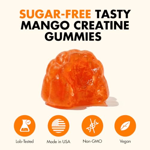 Image of Secret Element Creatine Monohydrate Gummies 5000 mg per Serving, Sugar Free Vegan Gummies, Non-GMO, Creatine Chews for Women & Men, 30 Servings, 120 Gummies, Mango Flavor, Pack of 2