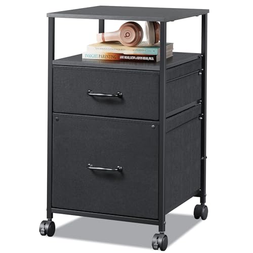 Mobile File Cabinet for Home Office - Black