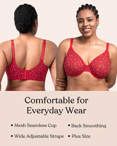 Image of HSIA Minimizer Bras for Women Enchante Full Coverage Underwire Bras Plus Size Lifting Floral Lace Bra for Heavy Breast