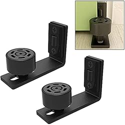 CCJH Guía de piso ajustable para puerta corrediza de granero Guía inferior de pared/puerta Negro 2pcs