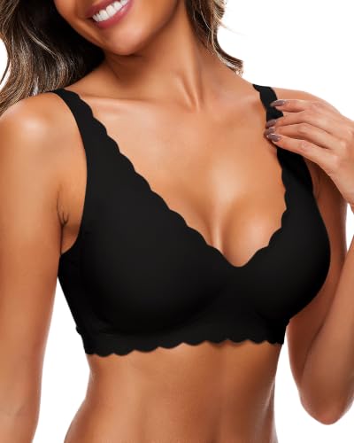Image of Deep V Petal Bras for Women No Underwire Soft Wireless Bras Comfort Seamless Bralettes with Extender