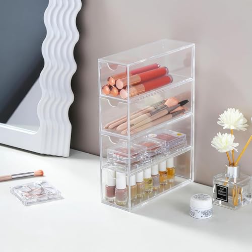Image of Sunglass Storage Box, Acrylic Eyeglass Organizer, Make-up Storage Drawer Tray, Jewelry Trays, Type Strong Load-bearing Easy Access 4-Layer Transparent Visual Sunglasses Case Home Office Using