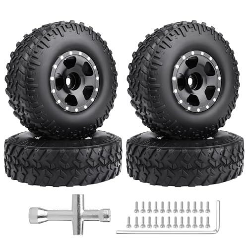 HobbyPark 1.0 Beadlock Wheels for TRX4M AX24 SCX24 FCX24 Enduro24 1/18 1/24 RC Crawler Car (Style A with Tires)