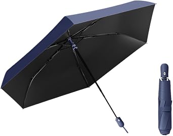 Compact Travel Umbrella - Mini Umbrella for Purse, Small Lightweight & Tiny Design Perfect for Parasol Outdoor Sun & Rain Umbrellas DarkBlue