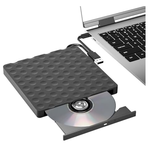 External CD DVD Drive for Laptop,USB 3.0 CD DVD Drive Player Reader Writter Burner for PC Desktop,Compatible with Windows 7 8 10 11 XP,Linux,Mac OS Cover