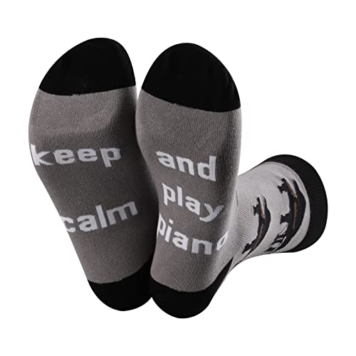 MBMSO 2 Pairs Keep Calm and Play Piano Socks Pianist Gifts Musician Socks Piano Lover Player Gifts Piano Recital Gifts2