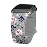 New York Yankees HD Watch Band Compatible with Apple Watch (42/44/45/49mm-Long Gray Random)