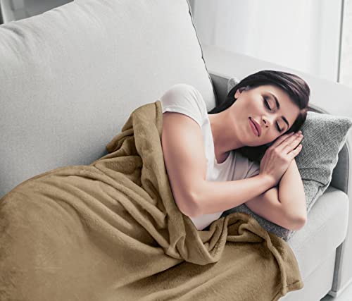 Utopia Bedding Fleece Blanket Throw Size Camel 300Gsm Luxury Fuzzy Soft Anti-Static Microfiber Bed Blanket (60X50 Inches) #TOP5