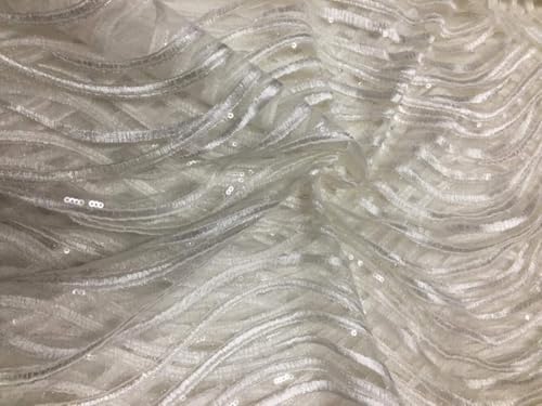 Tissu blanc scintillant argenté au mètre largeur 147 cm pour mercerie et loisirs créatifs