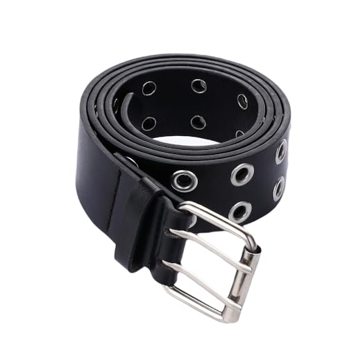 SHINE STYLE 2 Leather Waist Belt Punk Rock Grommet Belt for Jeans Party Body Jewelry Accessories for Women and Girls 42 inch