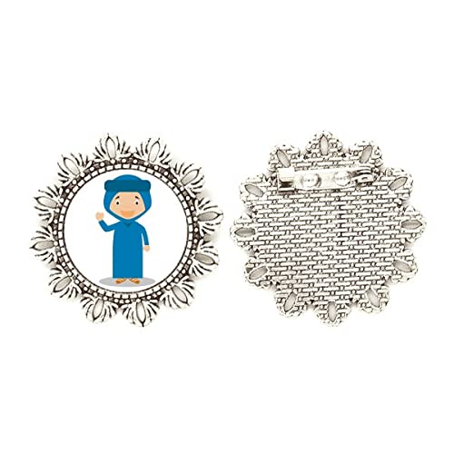 Broche de plata con diseño de flor Sle Blue Argelia mediano para vestidos de fiesta