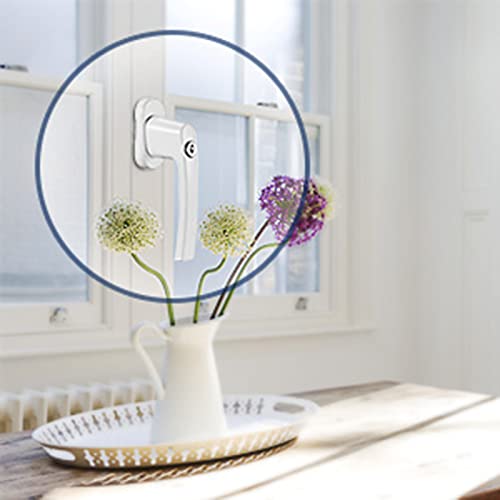 4 PCS Abschliessbarer Fenstergriff, Kindersicherung Fenstersicherung mit Schloss, Zur Befestigung von Fenstern, Balkontüren, Hoftüren usw.(Weiß) (4)