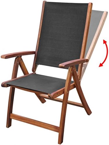 Festnight Wooden Folding Armhairs with Textilene Seat Set of 2 Black