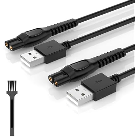 2Packs Charger Cord for Philips Norelco Series 9000 7000 5000 3000 MG9510 MG7910 MG5910 One Blade Shaver USB Adapter Cable with Cleaning Brush Cover