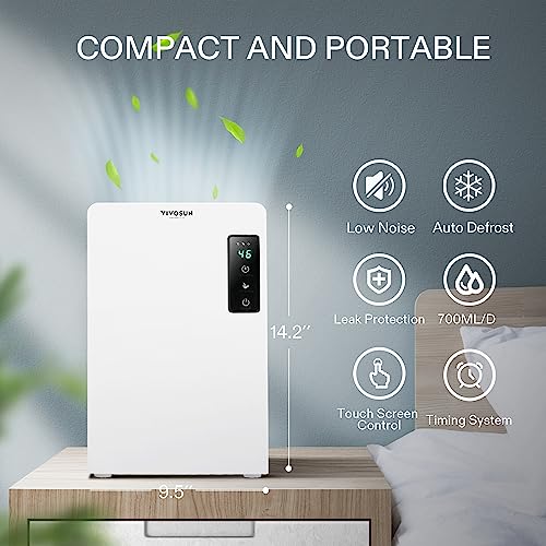 Vivosun Electric Mini Dehumidifier, Ultra-Quiet Auto Defrost Dehumidifier With Timer, 2200Ml Water Tank And Drain Hose For Basement Or Smaller Room #TOP1