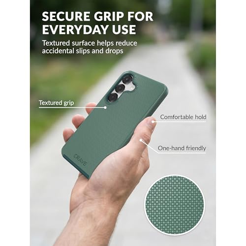 Image of Crave Compatible with Samsung Galaxy S25 Case (6.2 inch), Slim Fit, Shockproof Dual Layer Grip, Wireless Charging Compatible - Forest Green