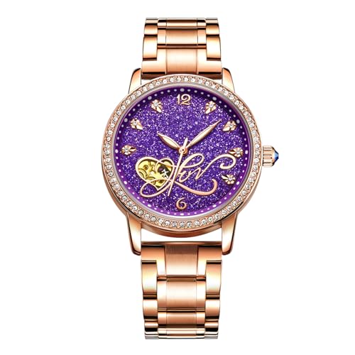 Montre mécanique automatique femme RORIOS en acier inoxydable avec cadran diamant