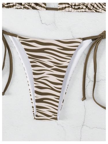SweatyRocks Women's 2 Piece Bikini Set Zebra Print Triangle Halter Swimsuit Backless Tie Side Brazilian Bathing Suit4