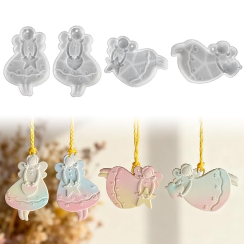 Stampo fai da te a forma di angelo: riceverete 2 stampi in silicone unici ed eleganti. Il nostro stampo in gesso a forma di angelo è compatibile con la maggior parte delle resine o altri materiali da colata. Puoi anche aggiungere polvere glitterata, fiori secchi, paillettes, ecc. secondo i tuoi gusti per creare oggetti d'arte fai da te unici
