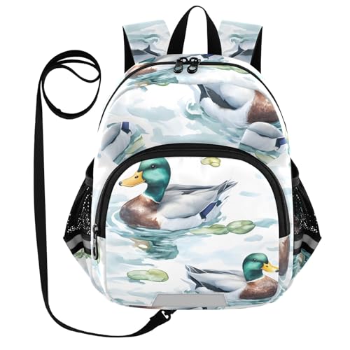 Kid's Backpack for Boys & Girls Toddler Bag Mallard Ducks Backpack with Safety Leash