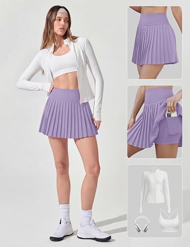 Image of Alaroo Pleated Tennis Skirt for Women with Pockets Shorts Skort | High Waisted Golf Athletic Skorts Running Workout Skirts