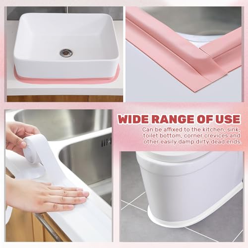 Image of 2 Rolls Caulk Tape Waterproof Self Adhesive, 1.4 inch x 10.4 Ft Caulking Tape Sealant Strip, Peel and Stick Caulk Strip, Toilet Base Sealer Strip for Sealing Bathtub Shower Edge Protector (pink)