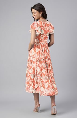 Image of Janasya Women's Georgette Printed Flared Western Dress