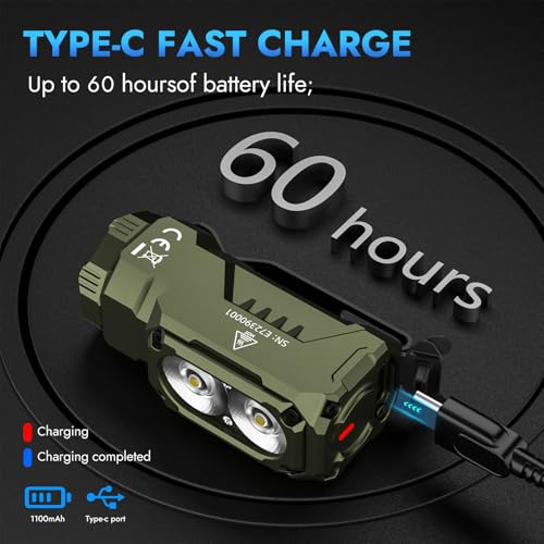 Image of WUBEN E7 1800 Lumen Rechargeable Mini Flashlight With Magnet - Super Bright 6 Modes ArmyGreen EDC, Typ-C Rechargeable LED, IP68 Pocket For Headlamp Use, Rescue, Camping | Super Bright 6 Modes EDC Flashlight, IP68 Pocket Flashlight for Headlamp Use, Rescue, Camping、Hiking、Car repair etc