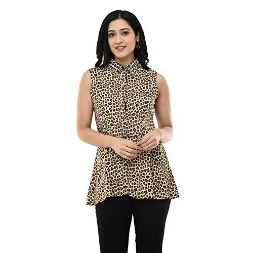 MAAHI Women’s Rayon Gold Printed Casual Top Half Sleeve Size- M