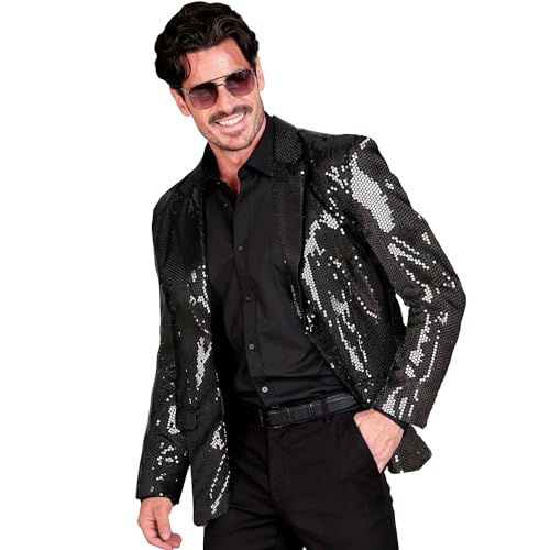 W WIDMANN MILANO Party Fashion - Veste à Paillettes pour Homme, Blazer Disco des années 70, Veste de Costume pour Festival, Carnaval