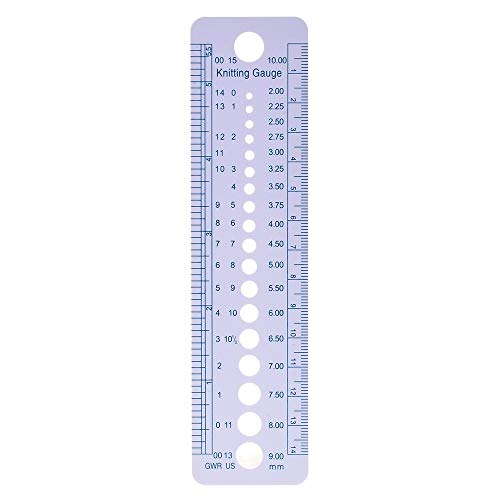 RAYNAG Knitting Needle Gauge Measuring Tool, Ruler & Stitch Gauge Window, Durable Sizer 5 Pack