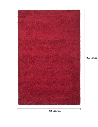 Image of Shaggy Floor Carpets for Living Room, Elegant Bed Side Runner Carpet, Pooja Room Carpet,Sofa Area (3x5 Feet, Red)