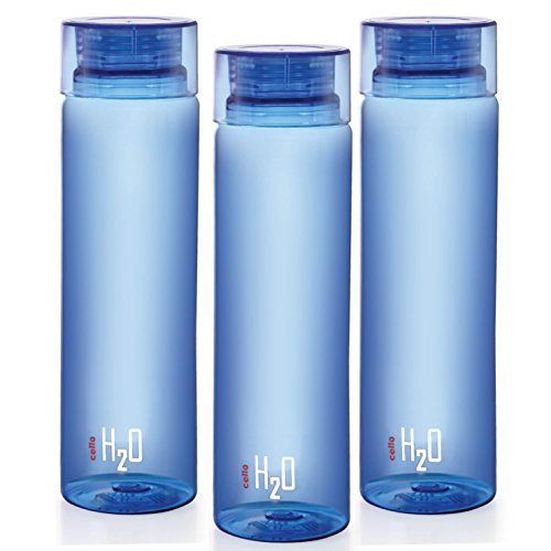 Image of Cello Plastic Water Bottle, 1 Litre, Set of 3, Blue