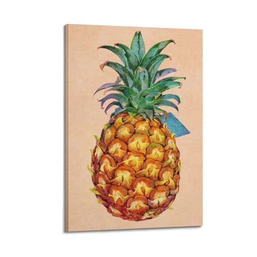 Poster rétro texturé ananas salon moderne cadre déco murale cuisine 20x30 cm