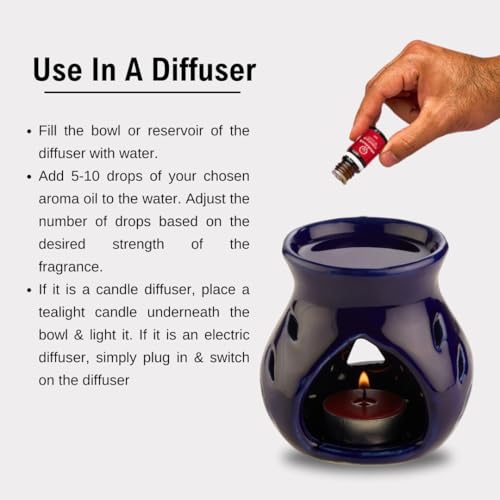 Image of ASIAN AURA Ceramic Aroma Diffuser Oil Set (10ml Each) Pack of 6| Home Fragrance & Aromatherapy | Meditation /Yoga (60 Ml, Rosemary)