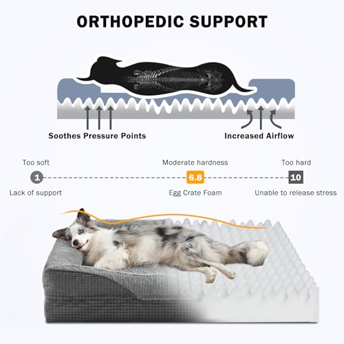 INVENHO Orthopedic Dog Beds Large Sized, XL Washable Egg-Crate Memory Foam Dog Couch Bed with Washable Removable Cover, Waterproof Lining and Nonskid Bottom - Image 3