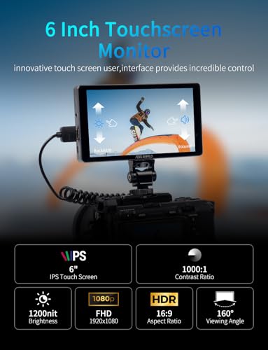 Image of FEELWORLD P6XL 6 inch Built-in Battery Touchscreen Camera Monitor -1200nit, Sunlight-Visible 4KHDMI 3D LUT, Professional Waveform /False Color,Ultra-Light Aluminium Field Monitor for DSLR /Mirrorless