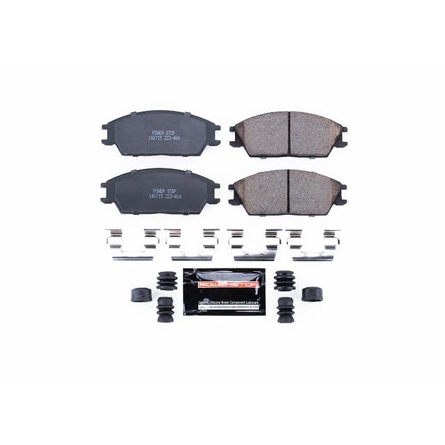 Image of PowerStop Front Brake Pads for Hyundai Accent 1995-05 |Excel 1987-94 |Scoupe 1991 |Scoupe 1993-95 |Stellar 1987 - Z23 Carbon-Fiber Ceramic Brake Pads with Installation Hardware, Z23-404