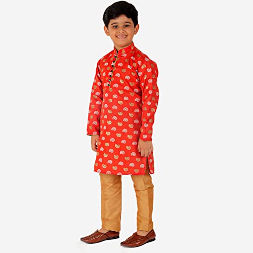 Image of Pro-Ethic Style Developer Kurta Pajama For Kids Boys | Cotton | Floral Print | Ethnic Wear (S-204)