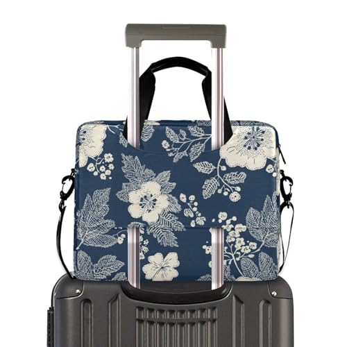Maletín para laptop 15.6" con diseño flores navy miniatura 4