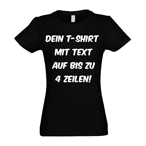 Kiwistar T-Shirt Damen schwarz - L - Aufdruck individuell - mit Wunschtext - Spruch - Druck personalisiert - Geschenk für Freizeit Sport - selber gestalten