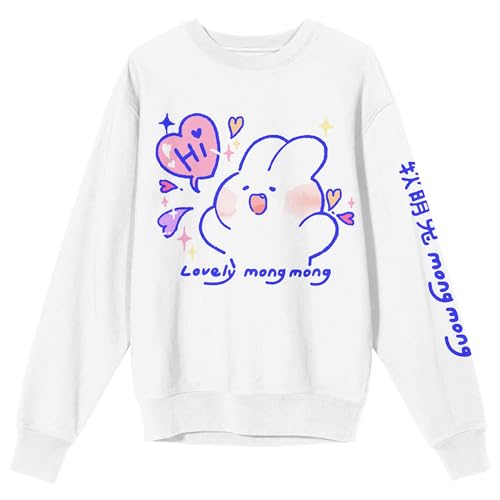 Bioworld Lovely MongMong Bunny & Heart Sketch Art Crew Neck Long
