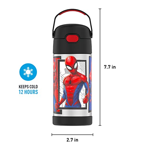 Thermos Funtainer 12 Ounce Stainless Steel Vacuum Insulated Kids Straw Bottle, Spider-Man #TOP4